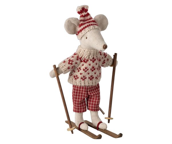 Ratón de invierno con esquí, Mamá - Rojo