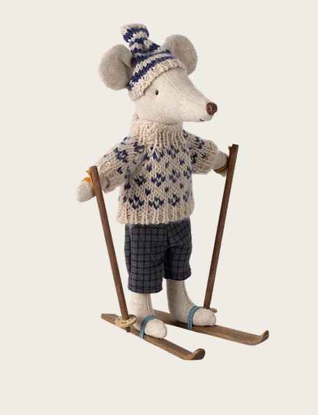 Ratón de invierno con esquí, Papá - Azul